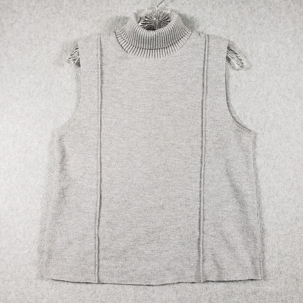ZARA‎ Gray Knit Turtleneck Sleeveless Sweater Top Women Medium Soft Minimalist